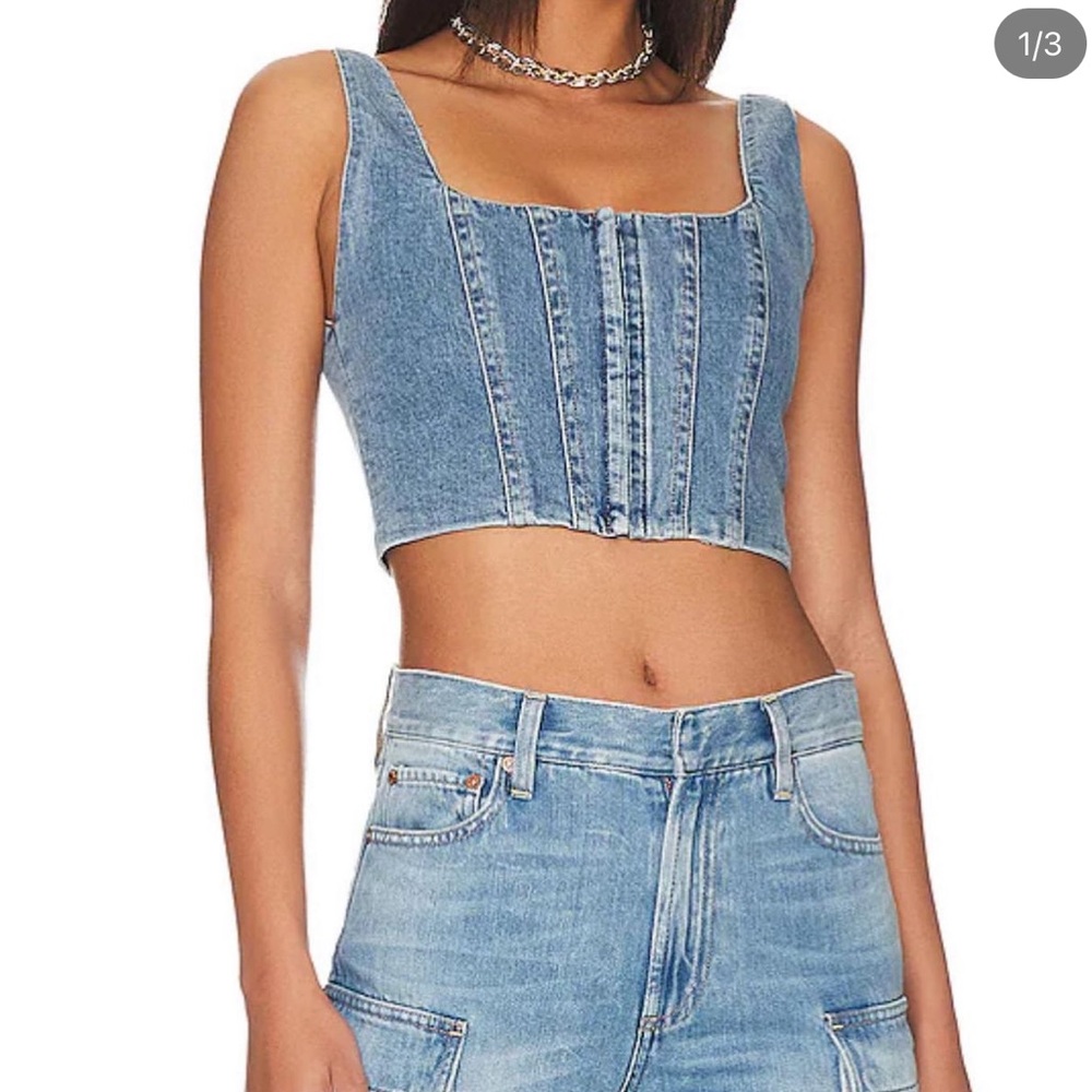 Alice and Olivia denim crop top